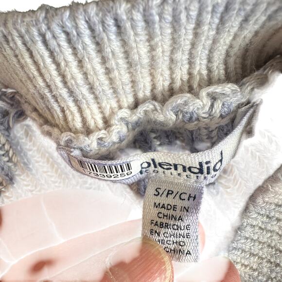 Splendid Cream Blue Striped Crewneck Sweater SMALL Oversized Soft Cotton $168 - Picture 7 of 8